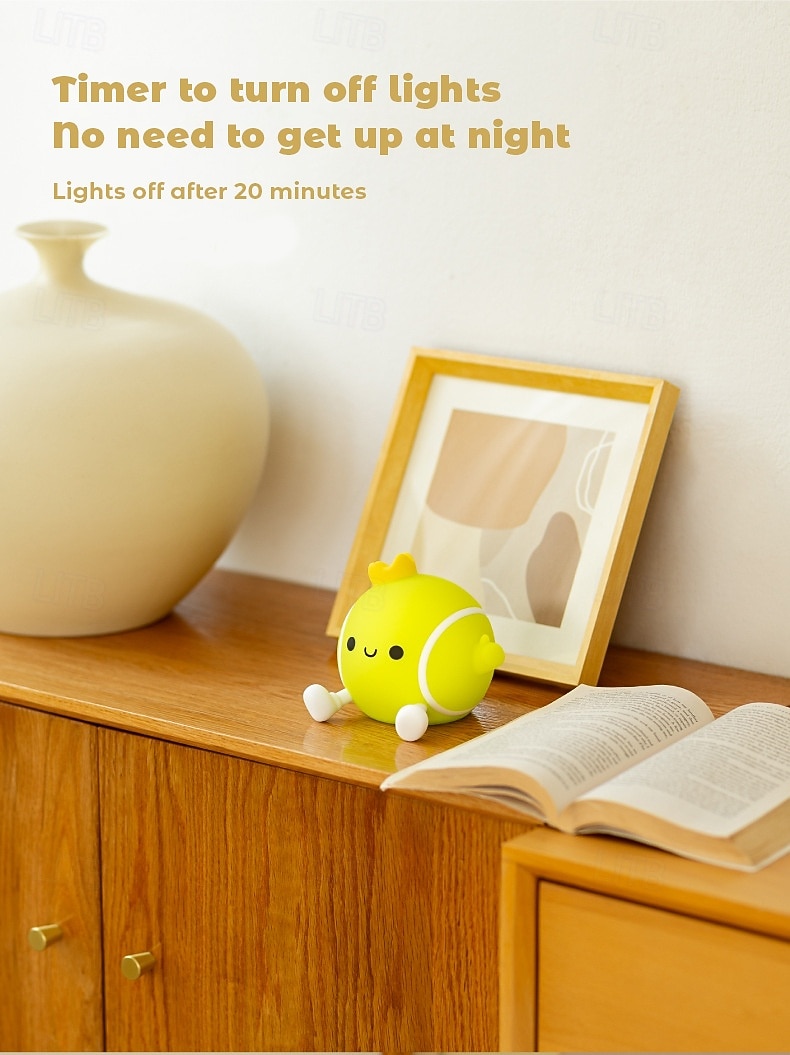 Tennis Silicone Tap Night Light, Soft LED Bedside Lamp with Touch Control, 2 Dimmable Levels, Eye-Caring Glow, Rechargeable Night Lamp for Kids Bedroom, Cute Gift for Tennis Lovers 2026 - $25.99 –P6