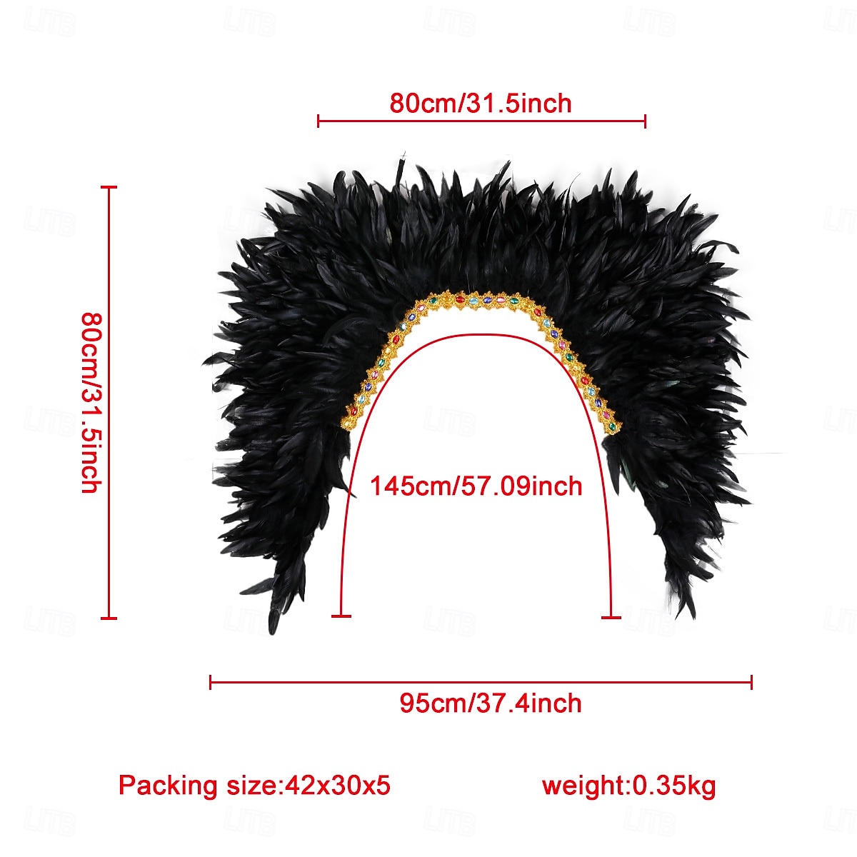 Carnival 2026 Rio Carnival Samba Accessories Women's Mardi Gras Feather Cape Shawl, Purple Green Gold Feather Poncho with Jeweled Collar Brazil Festival Performance Costume 2026 - $58.99 –P3