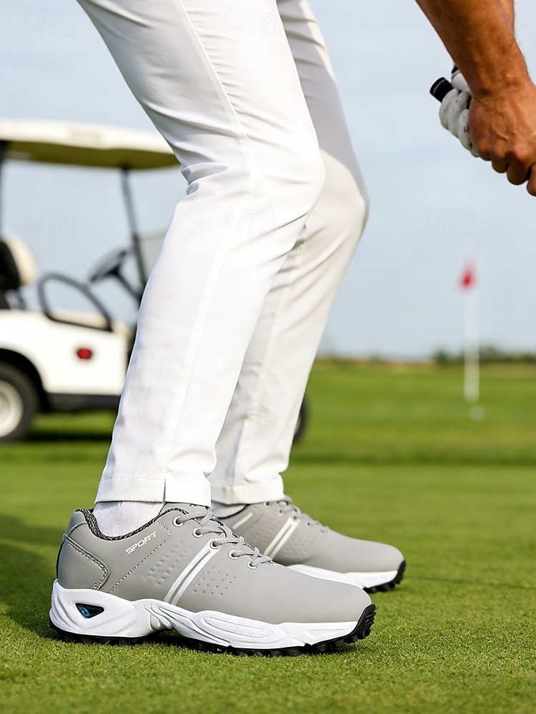Pantofi de golf albi pentru bărbați, față respirabilă cu talpă amortizată, design atletic ușor, ideali pentru jucătorii de golf și terenurile de golf în aer liber 2026 - $69.99 –P2
