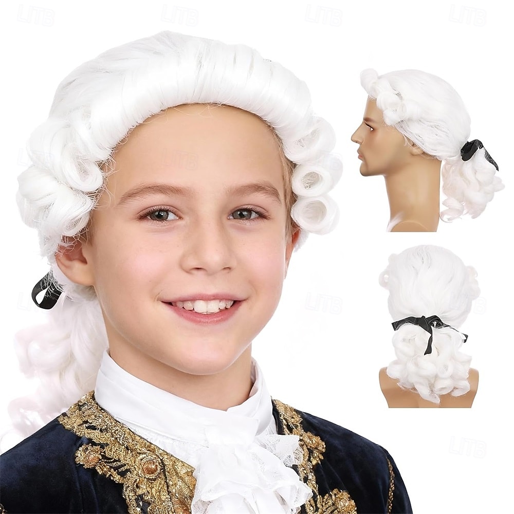 Peruca Longa Cacheada de Juiz Colonial Cosplay – Leve e Transformativa para Eventos e Festas de 2026 por $28.99 –P1