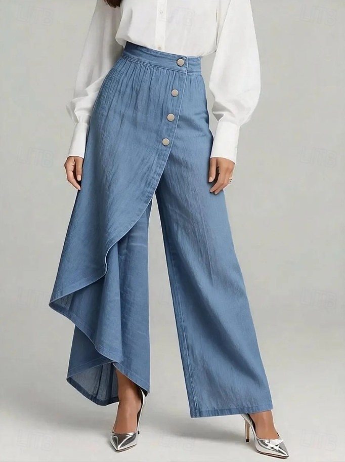 Γυναικεία Παντελόνια Καλοκαίρι παντελόνι Φαρδύ παντελόνι Κομψό Βίντατζ Πλήρες μήκος Μεσαία Μέση Πλισέ Πλατύ Πόδι Άνεση Ελαφρύ Moale Causal Καθημερινά Σπίτι Θαλασσί Χακί Καλοκαίρι Άνοιξη Φθινόπωρο 2026 - $34.99 –P2