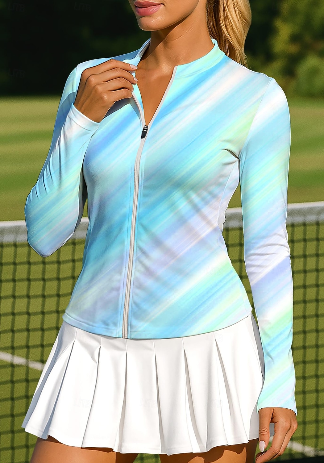 Γυναικεία Βαθμίδα Αφηρημένη τέχνη Μπλούζες Αθλητικό πουκάμισο Πουκάμισο τένις Μπλούζα τένις Μακρυμάνικο Φερμουάρ Λουλουδάτο UPF50 2026 - $20.99 –P5