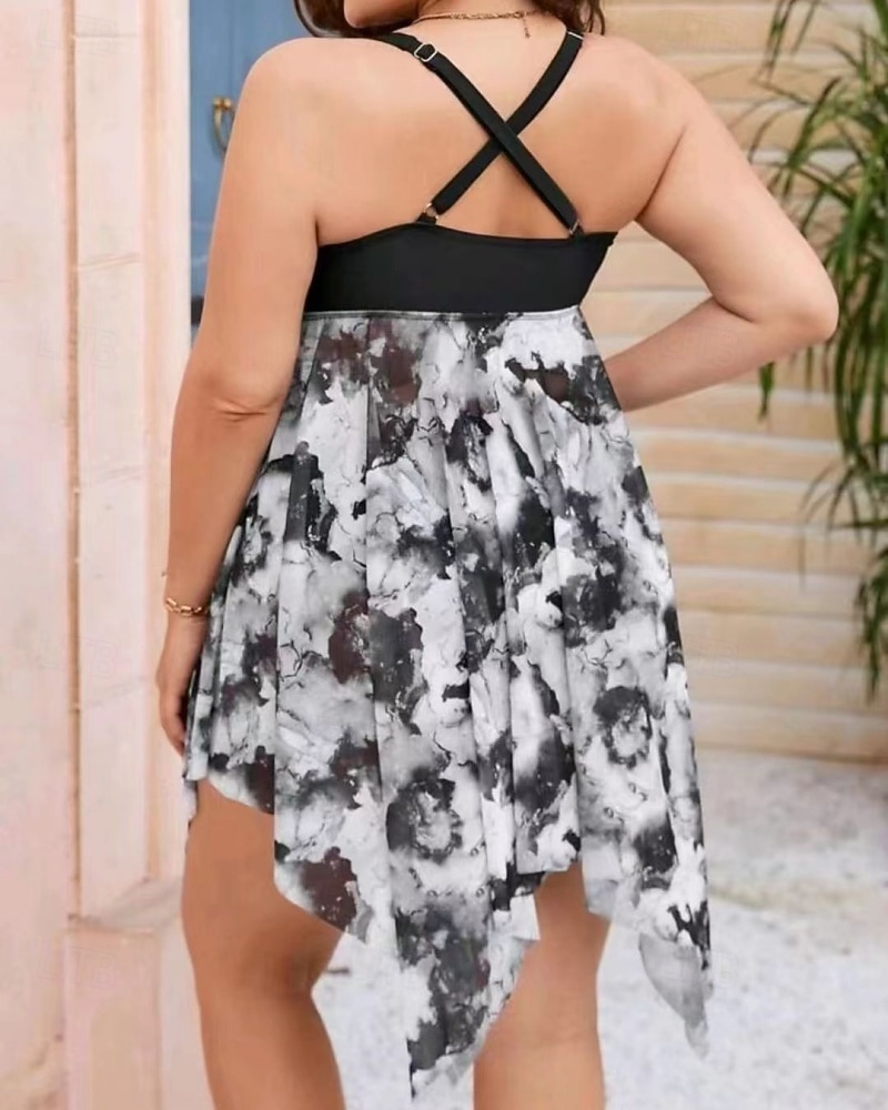 2026年 女性用 光 プラスサイズの水着 サーフィン用タンキニ＆ビキニ 水着 花 オープンバック UVプロテクション 弾性ある ノースリーブ スイムウェア 水着 サーフィン 潜水 水泳 夏  コレクション – $27.99 –P6