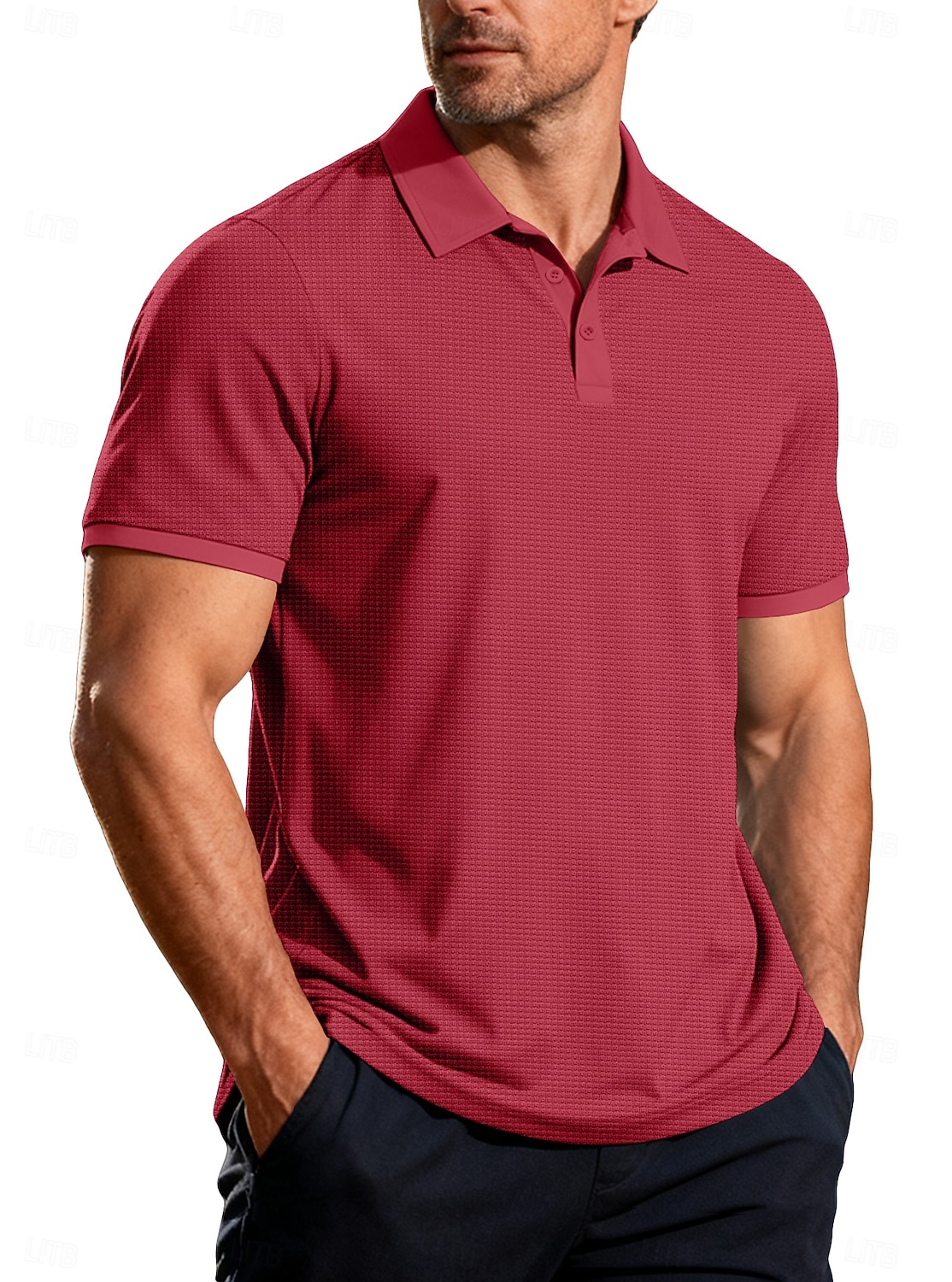 Męskie Koszula golfowa Koszulka polo z dzianiny waflowej Codzienny Biznes Klasyczny Krótki rękaw Moda Nowoczesny Jednokolorowe Guziki Lato Wiosna Wiosna i lato Regularny Czarny Biały Żółty Wino 2026 - $18.49 –P12