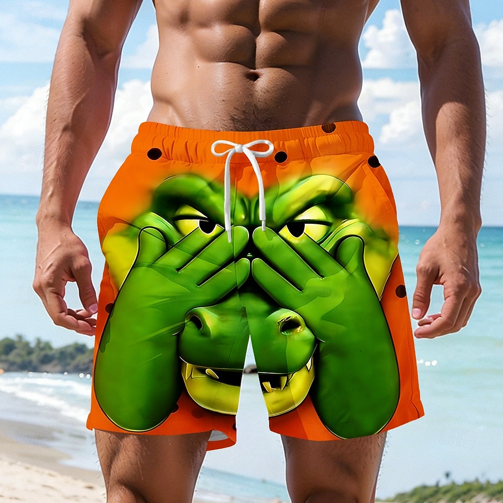 Hombre Caricatura Cocodrilo Cubrirse los ojos Boxers de Natación Pantalones de Natación Pantalones de Surf Media cintura Hawaiano Gracioso vacaciones en la playa Bolsillos laterales Forro de malla 2026 - $20.99 –P2