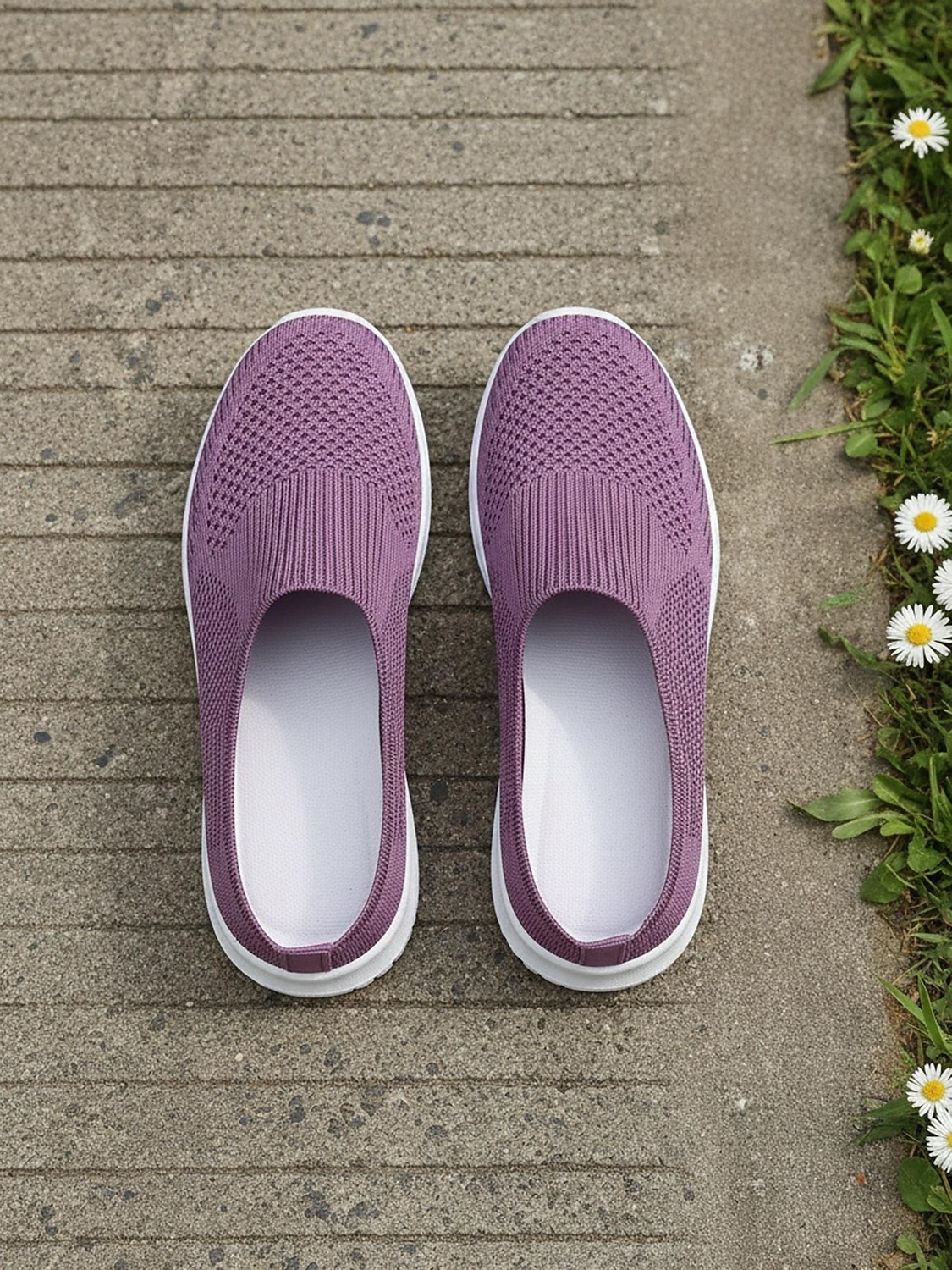 Женские дышащие вязаные прогулочные туфли без шнурков – легкие эластичные сетчатые мюли для путешествий, повседневной носки, покупок и прогулок на свежем воздухе. 2026 - $16.99 –P1