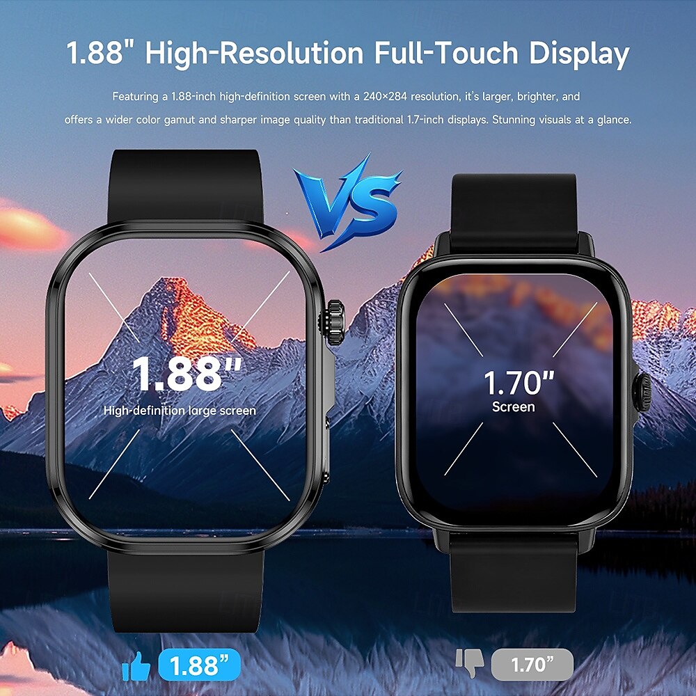iMosi GE52 Smartwatch 1.88 Zoll Smartwatch mit Bluetooth-Anruffunktion Schrittzähler Anruferinnerung Aktivitäts-Tracker Kompatibel mit Android iOS Unisex Freisprechanrufe Mediensteuerung Schrittzähler 2026 - $60.88 –P3