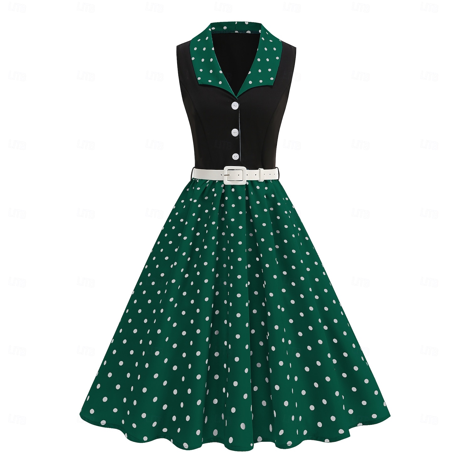 1950-luku Retro / vintage rockabilly Keskipäivä Swing -mekko Flare mekko Hihaton Pistekuvio Muotoonommeltu Keinu Naamiaispuku Naisten Karnevaali Ystävänpäivä Naamiaiset Loma Arkikäyttö Tyttöjen 2026 - $41.99 –P5