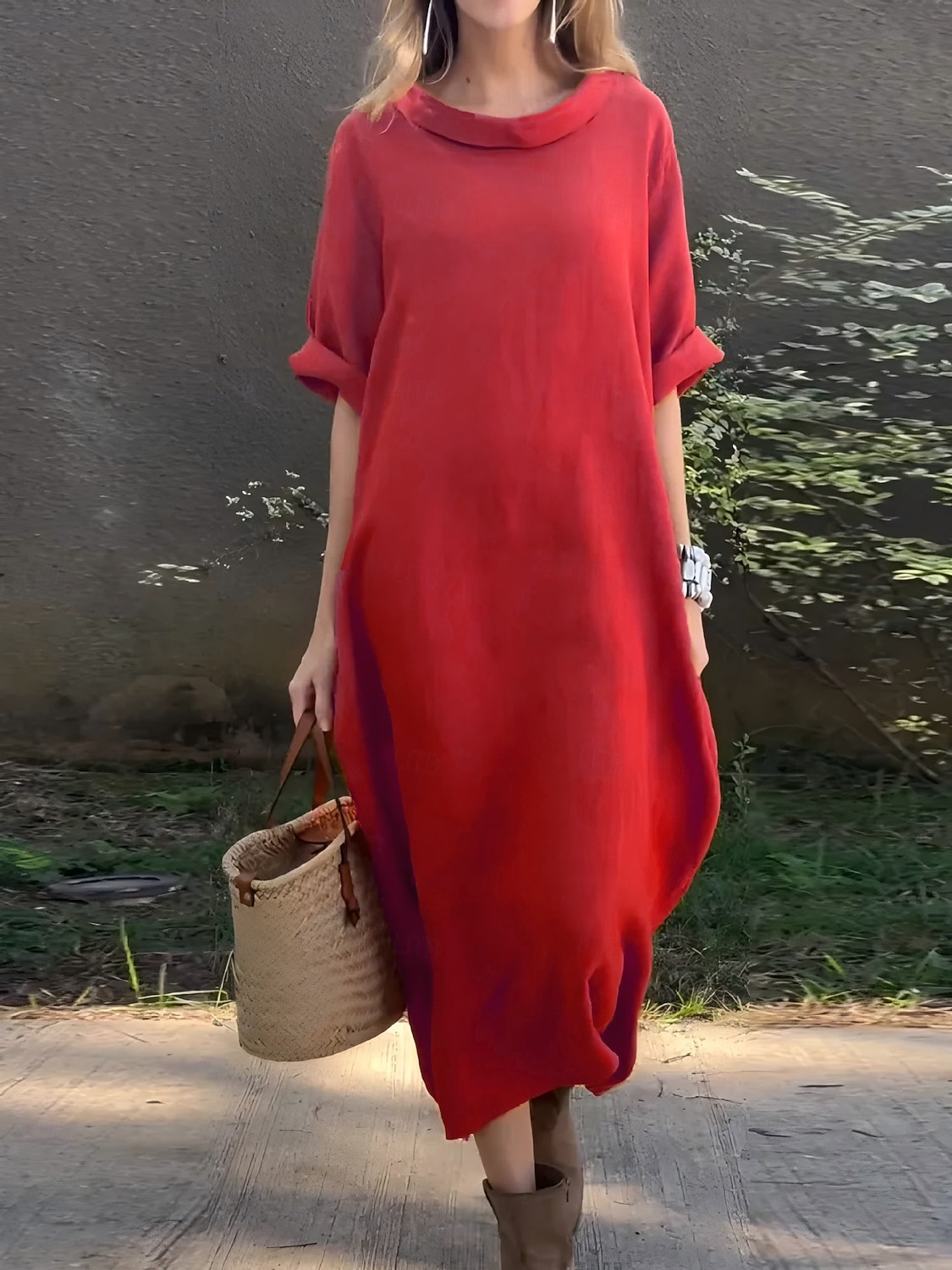 Dames Maxi-jurk Hemdjurk Casual Dagelijks Normale pasvorm Effen 3/4 mouw Col Zwart Wit Geel Rood Zomer Lente Herfst 2026 - $32.99 –P4