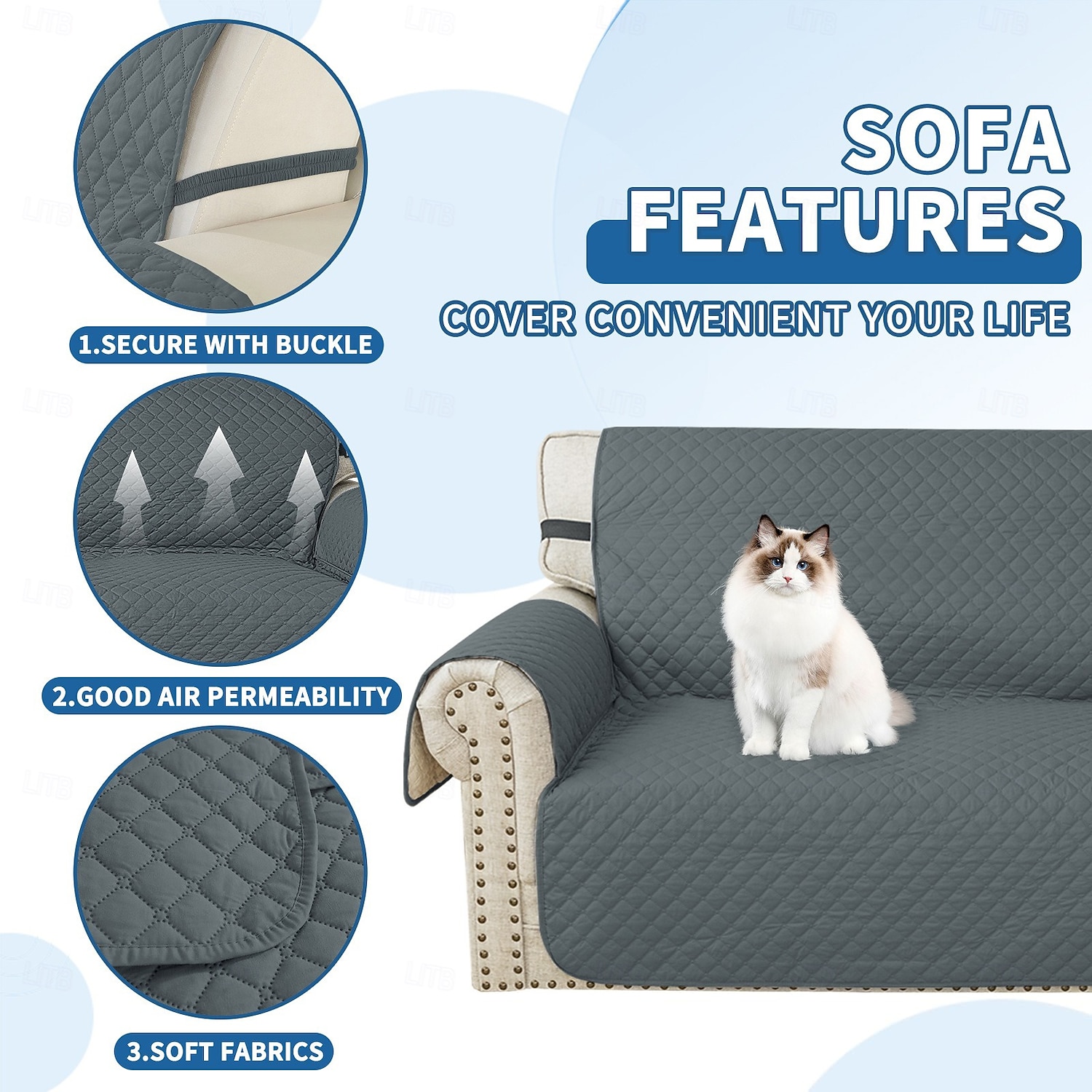Wodoodporny, antypoślizgowy pokrowiec na sofę dla zwierząt, mata dla psa, ochraniacz na sofę, pokrowiec na lewą i prawą leżankę 2026 - $58.99 –P7