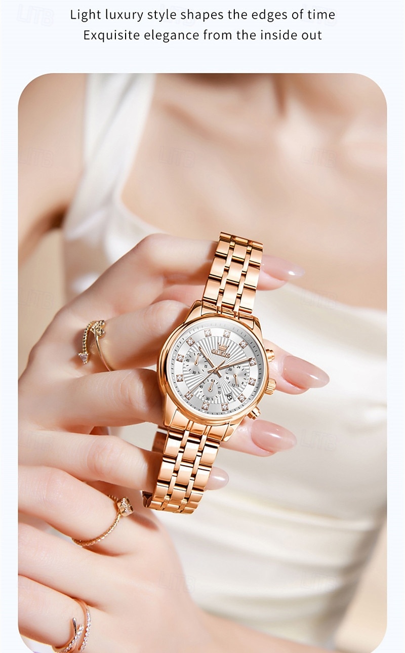 Cadeau de la fête des mères OLEVS montre-bracelet pour femmes calendrier lumineux décontracté montre en acier inoxydable de 2026 ? $41.99 –P16