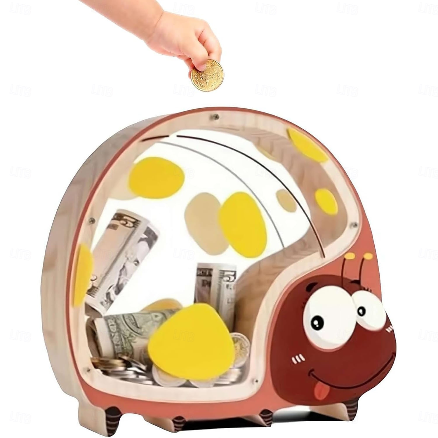 Houten spaarpot in de vorm van een dinosaurus voor jongens, transparante spaarpot met acrylvenster, creatieve spaarpot, cadeau spaarpot, nieuwjaars-, verjaardags- of doopcadeau voor peuters en meisjes 2026 - $22.99 –P10