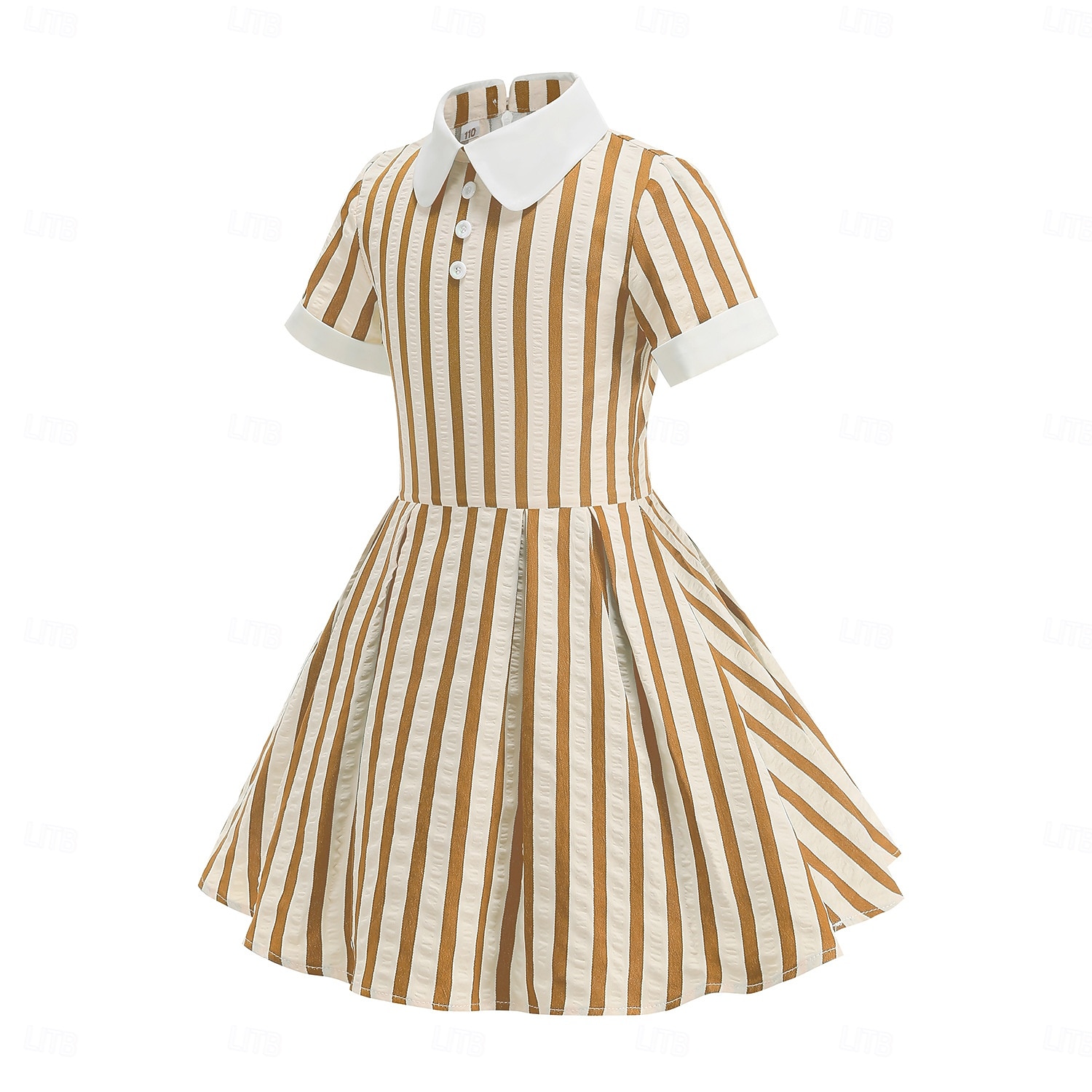 Vintage inspiriert Midlänge A-Linie Kleid Swing-Kleid Kurze Ärmel Gestreift A-Linie Kostüm Mädchen Kindertag Maskerade Urlaub Alltagskleidung Kinder Kleid Abschlussballkleider Frühling & Sommer 2026 - $52.99 –P11