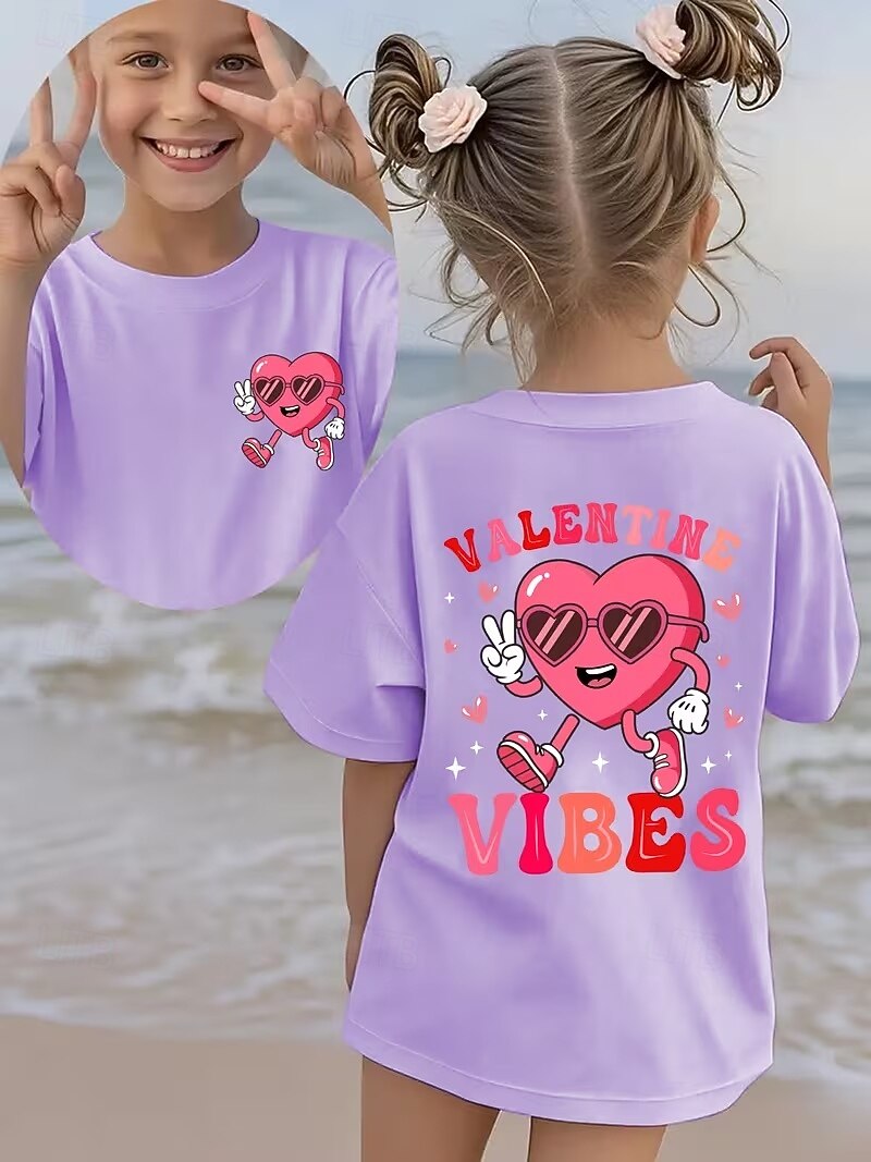 Valentines Girls' 3D Heart Graphic T shirt Tee Short Sleeve 3D Print Summer Spring Sports Fashion Streetwear Kids 4-12 Years Crew Neck Casual Daily Outdoor Regular Fit 2026 - $13.49 –P7