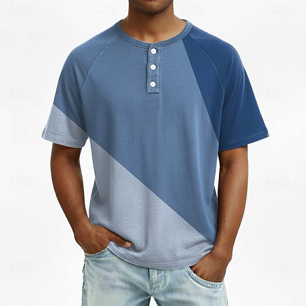 Hombre Geométrico Henley Shirt camiseta Manga Corta Moda Design Casual Diario Exterior Primavera verano Verano Todas las Temporadas Marrón Azul Oscuro Púrpura Verde Oscuro Henley Camiseta Henley 2026 - $20.99 –P2