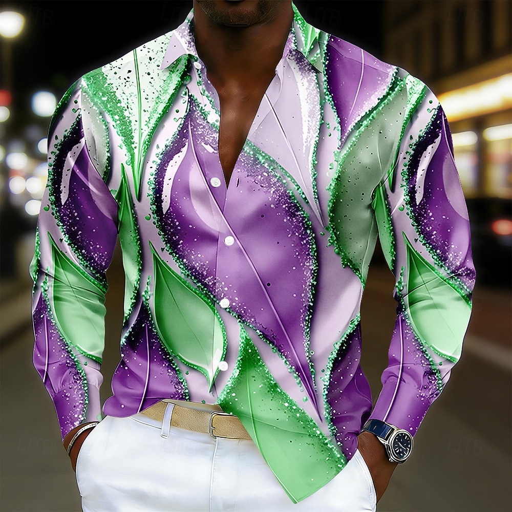 Voor heren Marmer Abstracte kunst Kleurblokkering Overhemd Satijnen overhemd Casual overhemd Lange mouw Mode-casual Vakantie Dagelijks gebruik Zomer Lente Strijkijzer 3D-afdrukken Overhemden met 2026 - $29.99 –P3