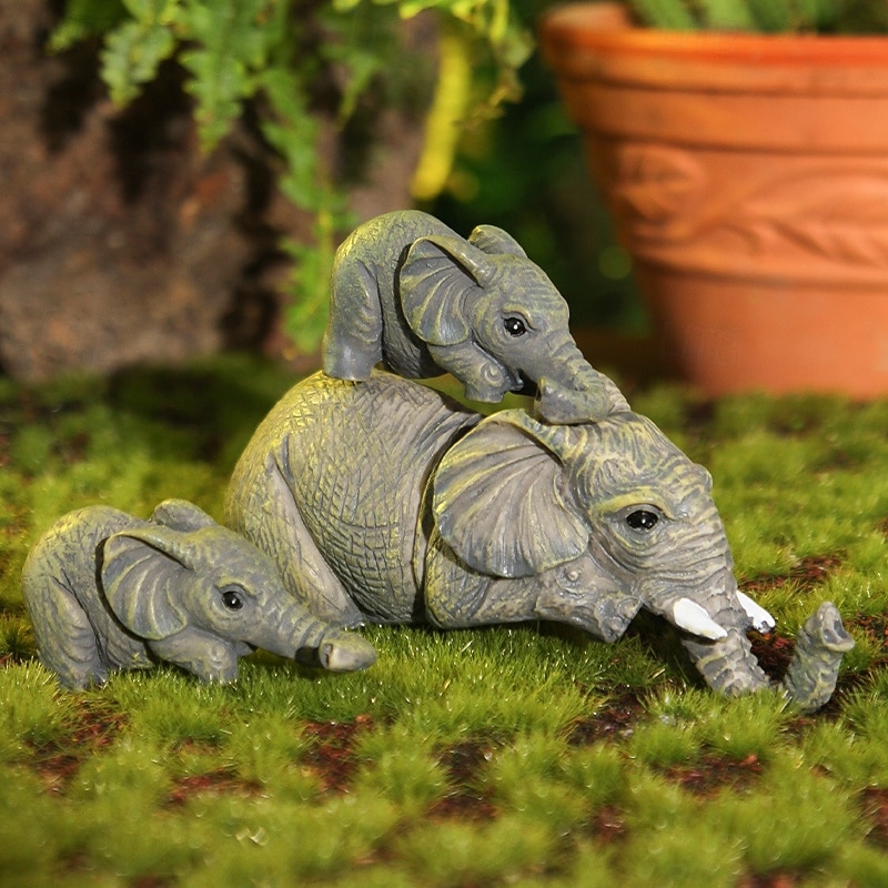 Collectable Elephant Shelf Sitter 3Pcs Set, Mother Elephant Hanging Baby Elephants on The Edge, Mantelpiece Decoration, Hand-Painted Resin Figurines for Home Decor Gift 2026 - $10.49 –P7