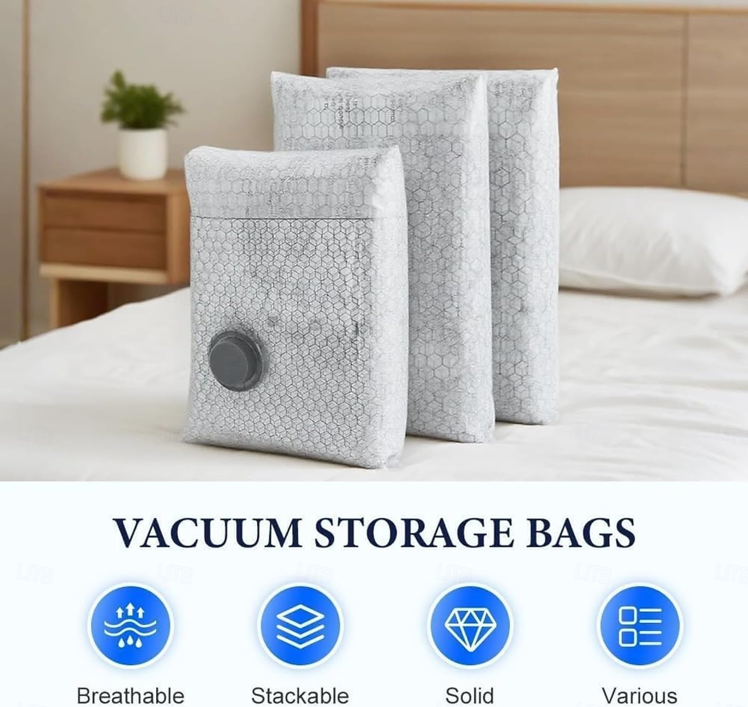 Conjunto de sacos de compressão a vácuo sem fio para viagem com bomba recarregável, cinza, reutilizáveis, transparentes, para organizar roupas, ideal para bagagem, armário e malas de viagem. de 2026 por $31.99 –P6