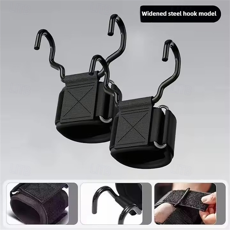 2 st tyngdlyftningskrokar med handledsbandage handledsrem gym fitnesskrok viktrem pull-ups kraftlyftningshandskar 2026 - $16.99 –P5