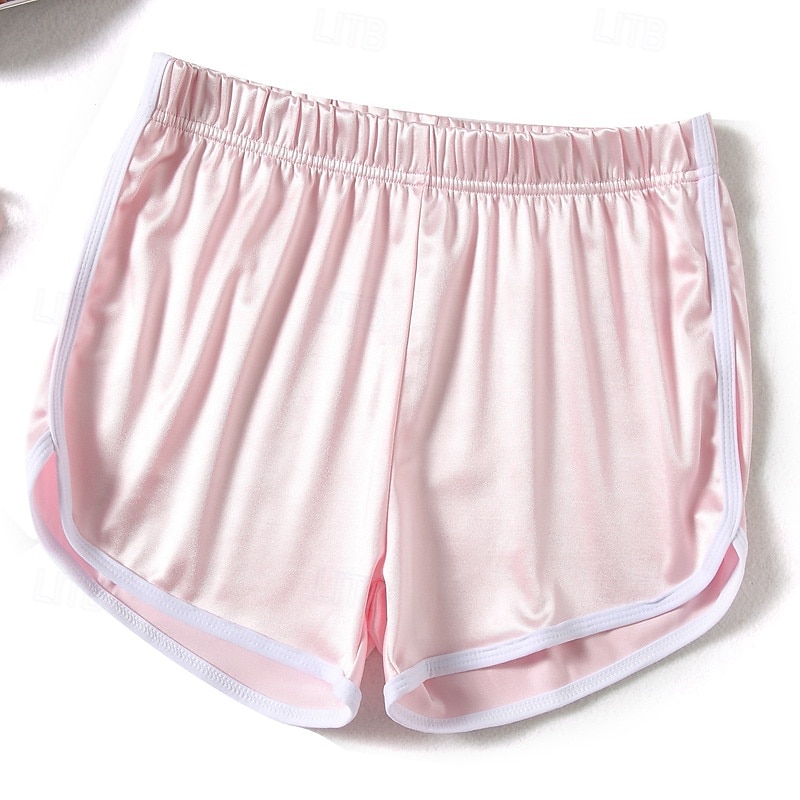 Women's Active Shorts Fashion Streetwear Casual Short Medium Waist Plain Elastic Waistband Comfy Breathable High Elasticity Daily Outdoor Vacation Light Sky Blue Navy Black Silvery Summer Spring 2026 - $13.99 –P5