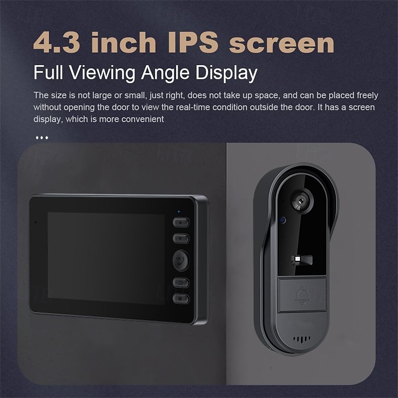 Video Doorbell 4.3-inch Hd Indoor Display, 170 Wide-angle View, Two-way Audio, Automatic Image Recording 2026 - $89.99 –P1