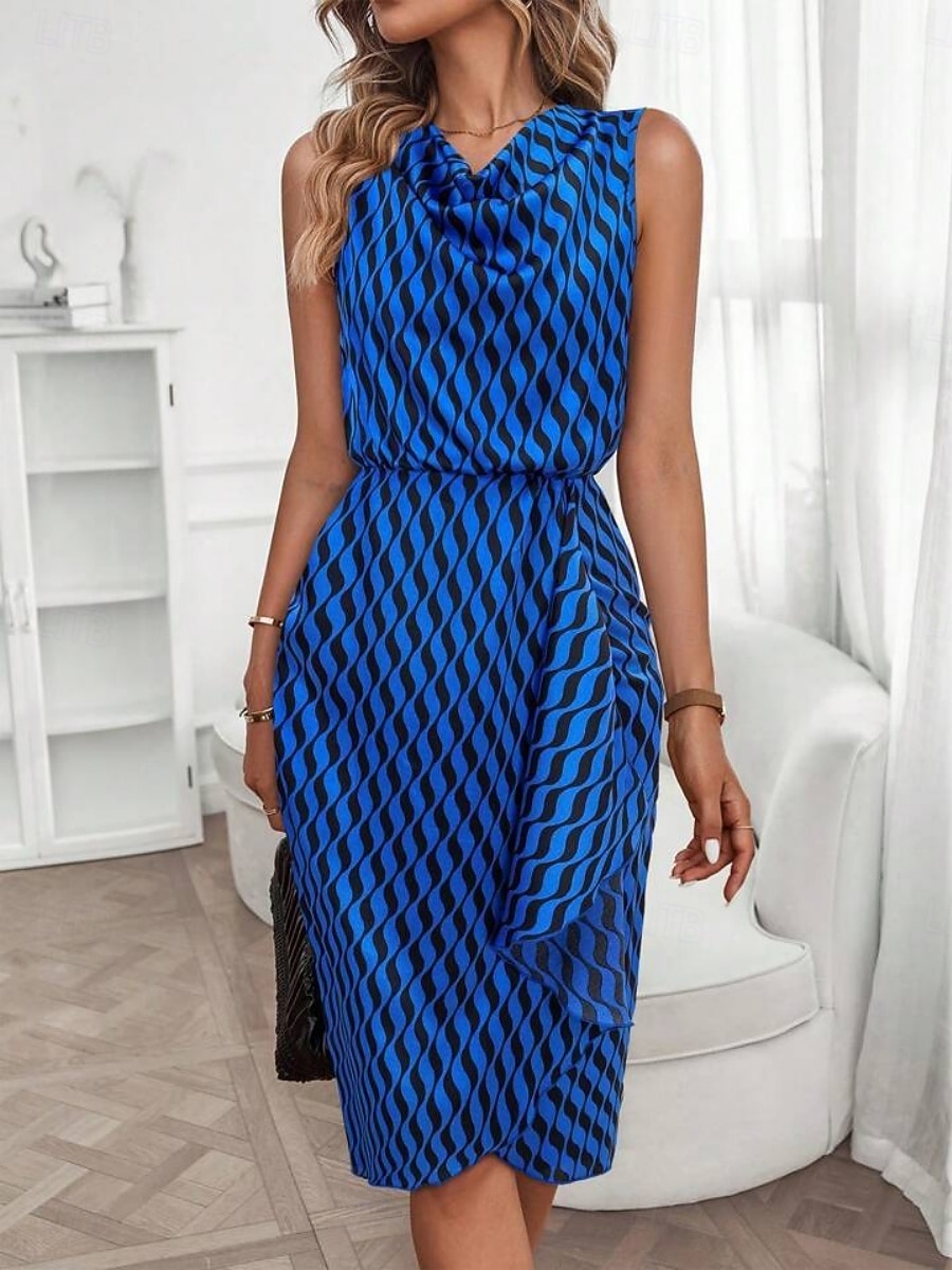 Γυναικεία Φόρεμα μέχρι το γόνατο Φόρεμα σε ευθεία γραμμή Φόρεμα με δέσιμο στα πλάγια Κομψό Μοντέρνα Καθημερινά ΕΞΩΤΕΡΙΚΟΥ ΧΩΡΟΥ Διακοπές Κανονικό Γεωμετρικό Αμάνικο Με σούρα στο λαιμό 2026 - $29.99 –P18