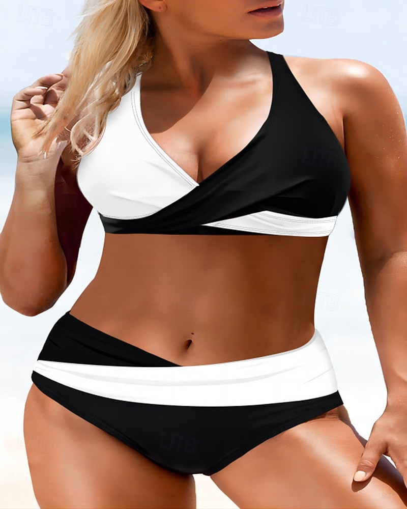 Women's Halter Bikini Top Bathing Suit 2 Pieces Patchwork Quick Dry High Elasticity Sleeveless Swimwear Swimsuit Surfing Bikini Swimming Summer 2026 - AU $27.49 –P4