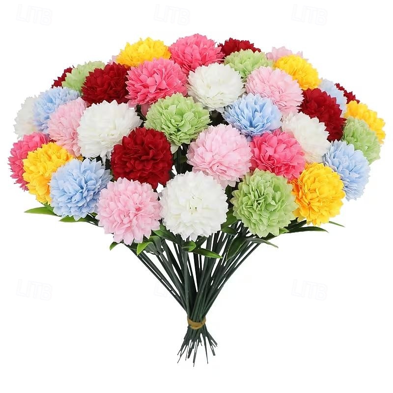 18 Bunches Multicolor Realistic Artificial Chrysanthemum Flowers - Maintenance-Free Faux Floral Arrangement Bouquet in White Red Pink Yellow Green-Gray - Suitable for Home Wedding Party Table Centerpiece 2026 - $16.99 –P6