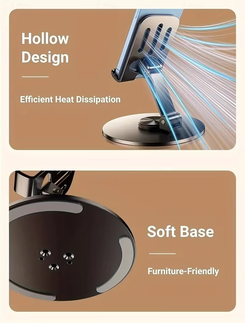 Soporte para teléfono giratorio de aleación de aluminio, soporte de escritorio plegable portátil, adecuado para todos los teléfonos inteligentes y tabletas, accesorio de oficina ideal para vacaciones. 2026 - $10.49 –P7