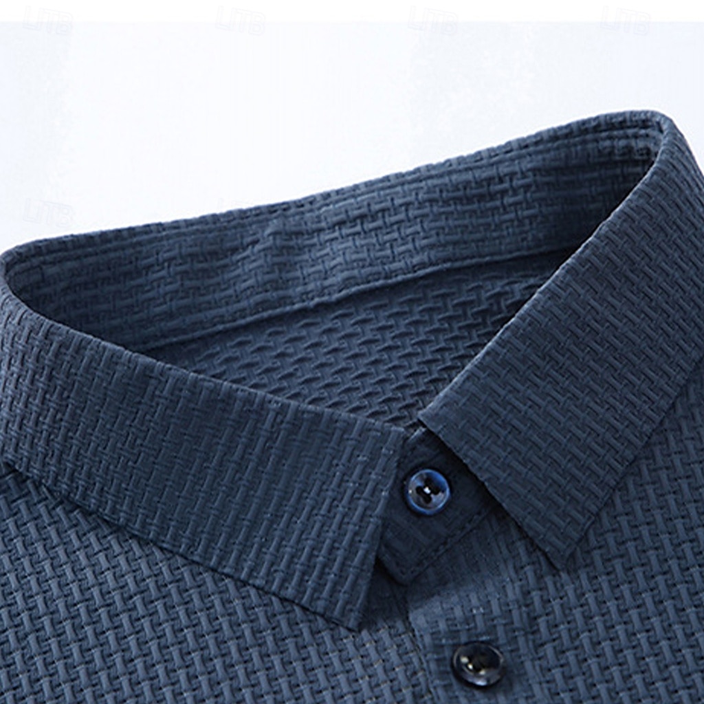 Hombre Polo Polo de seda helada seersucker Casual Negocio Cuello polo acanalado Manga Corta Moda Básico Color sólido Con Texturas Botones Verano Primavera & Otoño Ajuste regular Azul Piscina Negro 2026 - $21.99 –P7