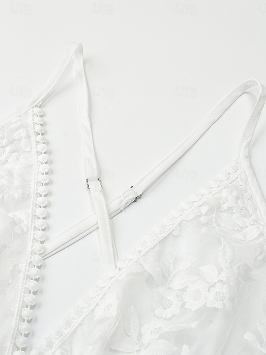 Women's Mini Dress White Dress Beach Dress Party Dress Slip Dress Elegant Fashion Classic Daily Outdoor Beach Regular Fit Floral Plain Sleeveless V Neck White Summer Spring 2026 - $29.99 –P3