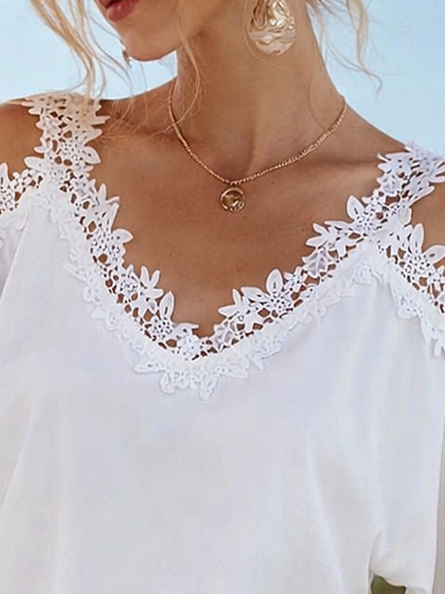 Dame Bluse Blonde Helfarge Stilfull Fritid Kortermet Med stropper Vanlige topper Daglig Hvit Sommer Vår 2026 - E£1218.67 –P2