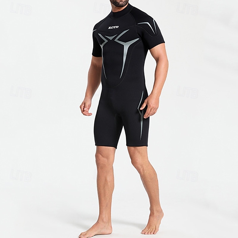 Per uomo Muta in neoprene da 3 mm Tuta termica integrale Astratto Termico Addensato Protezione UV Manica Corta Costume da Bagno Costume da bagno Surf Immersione Snorkeling Estate del 2026 a $79.99 –P3