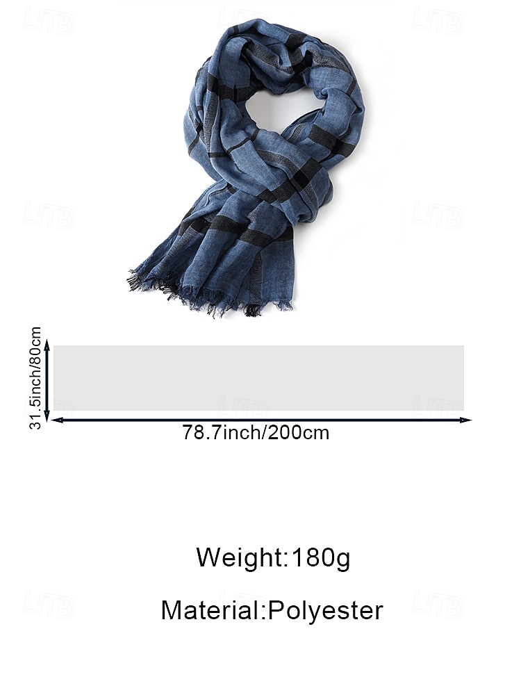 Men's Cotton Linen Checkered Scarf – Multiple Colors, Lightweight and Breathable – Perfect for Casual Daily Wear 2026 - $14.99 –P10