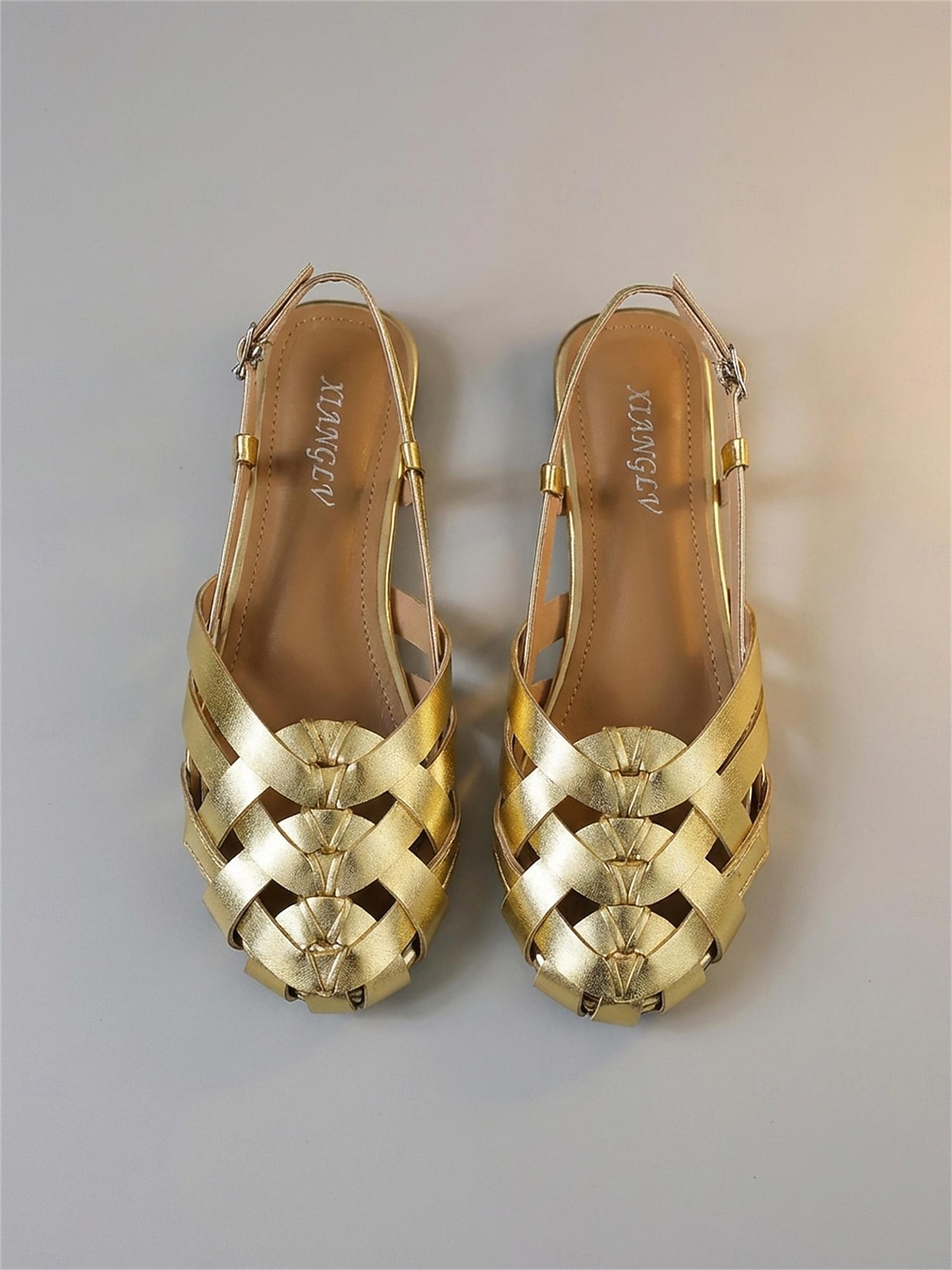 Sandalias de pescador de charol tejido color nude para mujer: elegantes sandalias de estilo tropical, transpirables y con tira trasera para cruceros de lujo y excursiones en tierra en verano. 2026 - $32.99 –P4