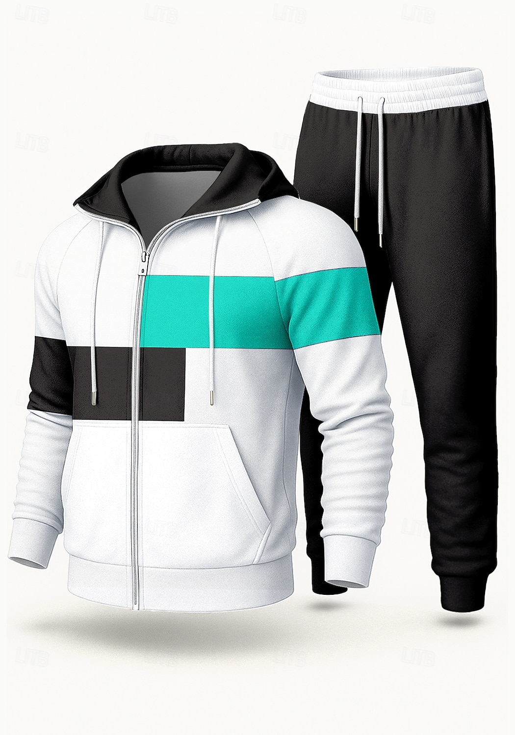 Homens Moletom Agasalho de 2 peças Conjuntos de moletom Com Cordão Zip Up Bloco de cor Conjuntos Outono Inverno Preto Azul Real Vocação Exterior Viagem Leve Da Moda Manga Longa Esporte Roupas de 2026 por $47.99 –P6