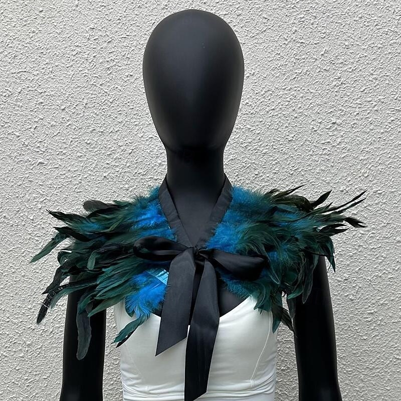 Carnival 2026 Rio Carnival Samba Accessories Women's Black Feather Cape Shawl with Satin Ribbon Tie Brazil Festival Performance Costume 2026 - $20.99 –P8
