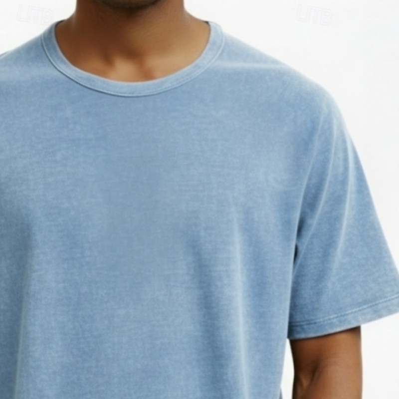 SoftFade™ T-Shirt in Cotone da Uomo Camicia Lavata T-Shirt Top Manica Corta Collo Rotondo Estate Primavera Color Solido Vintage Casual Distressed Stile Vintage Tinta in Fuga Casual Quotidiano Street del 2026 a $20.99 –P3