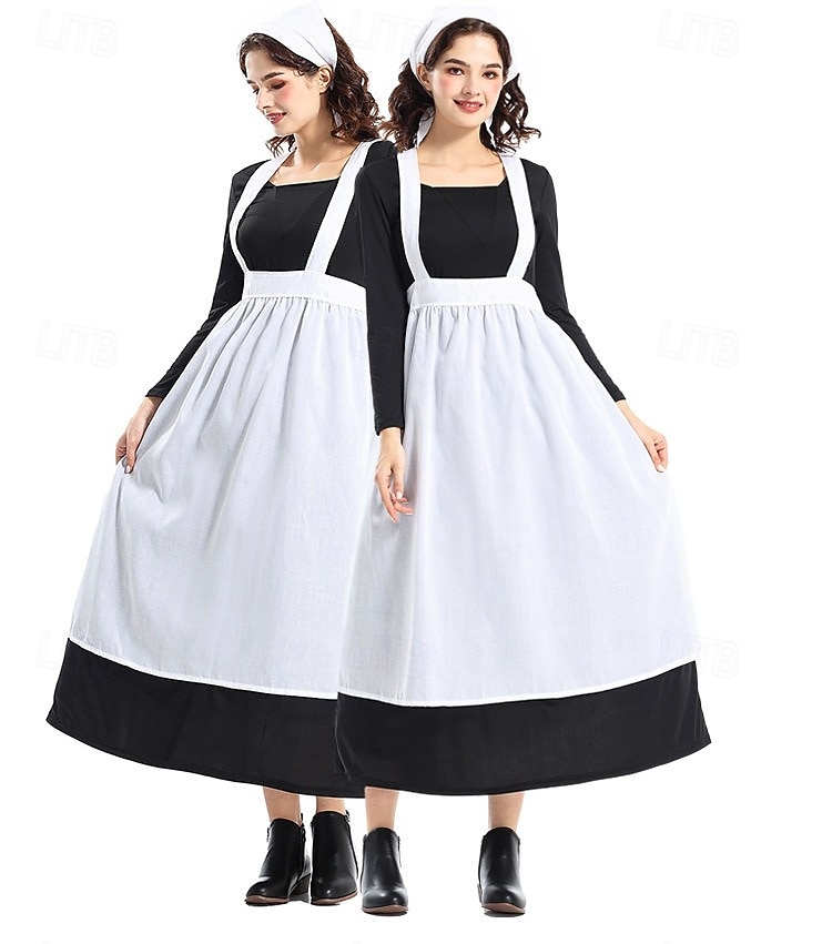 250th Anniversary USA 19th Century 1800s Ankle Length Prairie Dress Bonnet and Apron Set Long Sleeves Pioneer Girl Colonial Pioneer Revolutionary War Costumes Fancy Dress Women's Halloween Carnival 2026 - $40.99 –P12