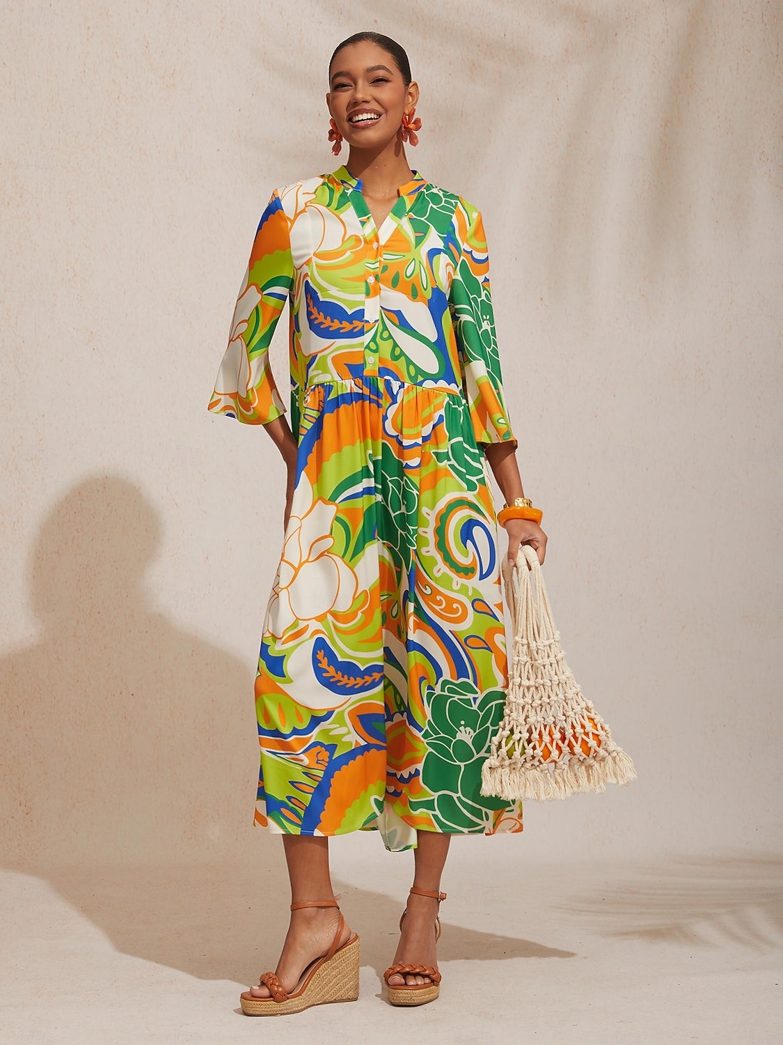 макси-платье в стиле бохо с узором пейсли из шелкового атласа 2026 - $102.99 –P5