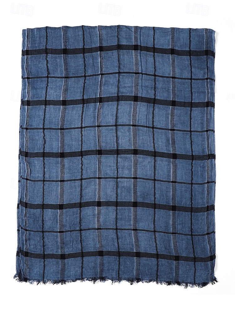 sciarpa a quadri in cotone e lino da uomo – vari colori, leggera e traspirante – perfetta per l'uso quotidiano casual del 2026 a $14.99 –P9