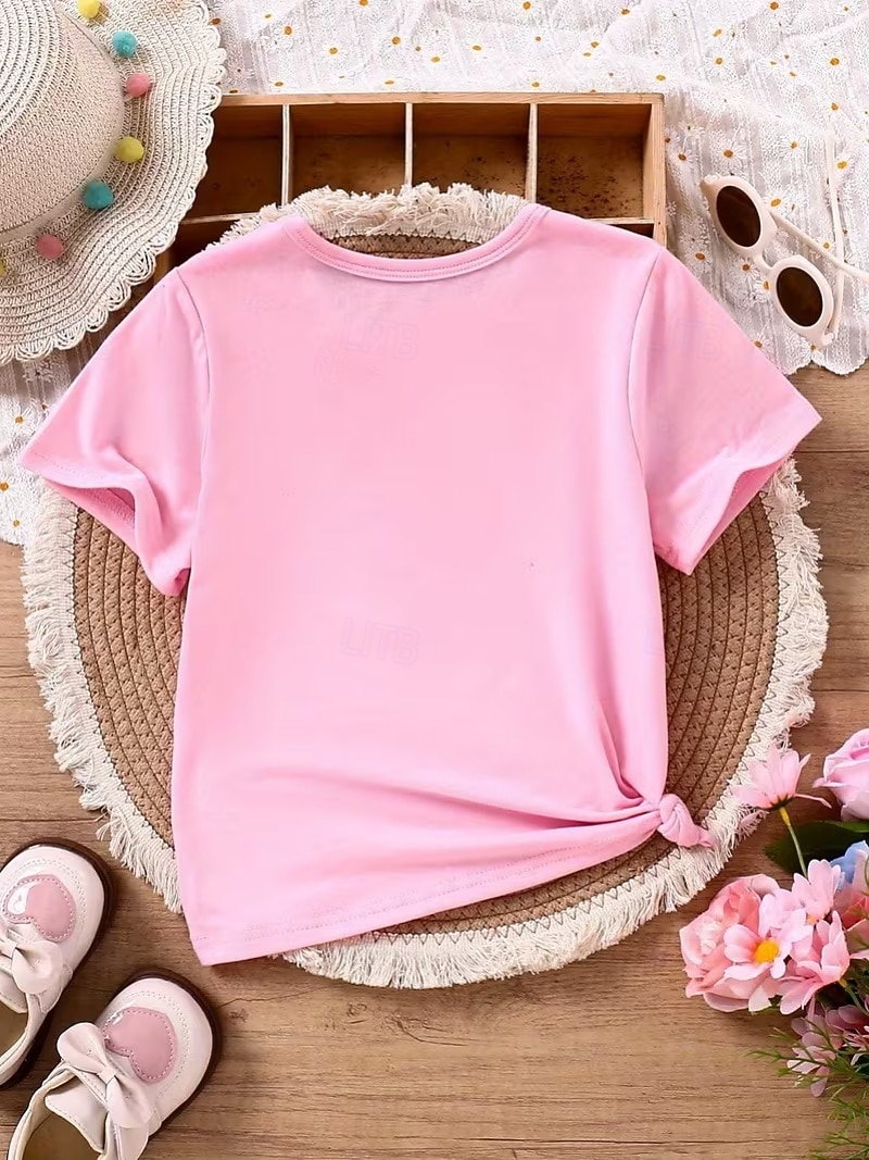 Girls' 3D Graphic Letter T shirt Tee Short Sleeve 3D Print Summer Spring Sports Fashion Streetwear Kids 4-12 Years Crew Neck Casual Daily Outdoor Regular Fit 2026 - $16.99 –P2