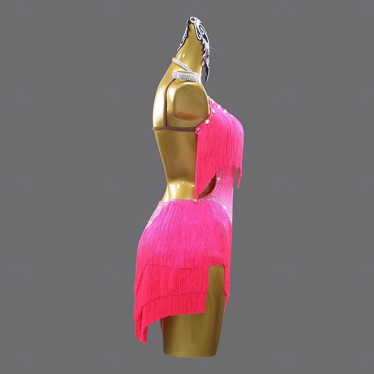 שמלת ריקוד לטיני עם ריינסטון ציצית לנשים ללא שרוולים בגדי ריקוד רומבה סלסה 2026 - $175.99 –P5