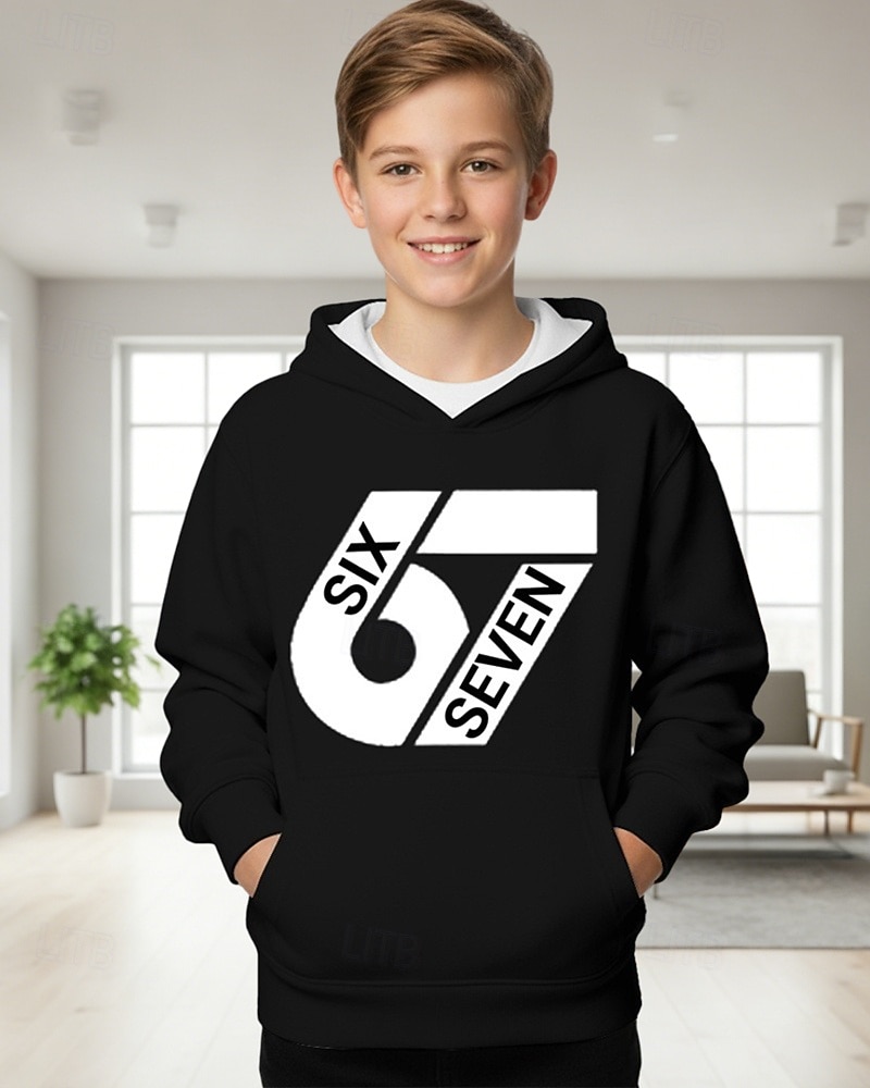 Unisexe Garçons 3D Graphique Argot drôle 67 Sweat à Capuche Pull manche longue Impression 3D Printemps Automne Sports Mode Streetwear Enfants 4-12 ans À capuche Extérieur Occasionnel Quotidien Coupe de 2026 ? $9.99 –P1