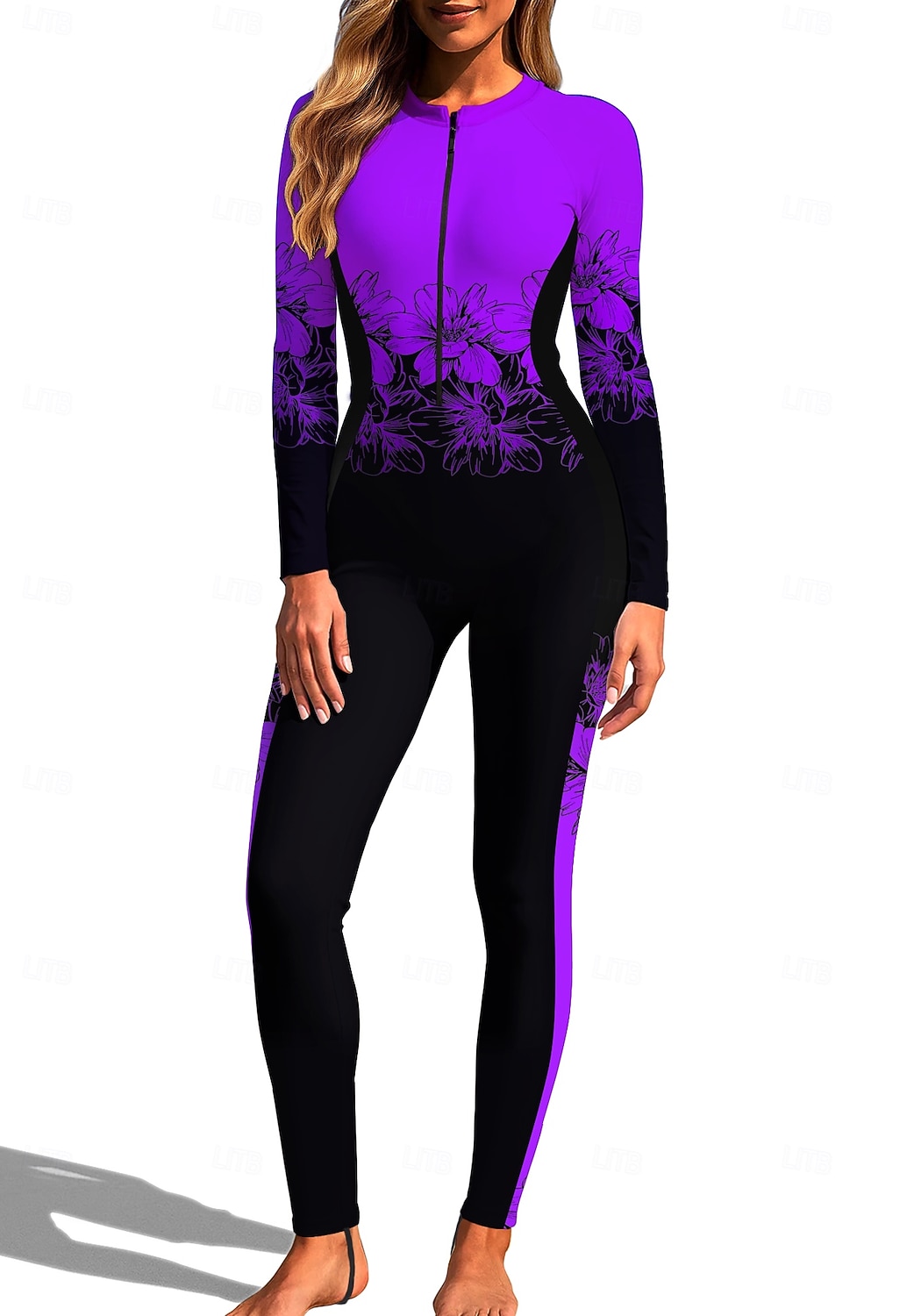 2026年 女性用 レギュラー ラッシュガード フルボディラッシュガード ワンピースサーフィンスーツ 花 トロピカル風 カラーブロッキング ジッパーを閉める 内蔵ブラ付き フロントファスナー UVサンプロテクション フルカップ UPF50+ 長袖 フルボディー スイムウェア ボディスーツ サーフィン カヌー ビーチ 夏  コレクション – $49.99 –P12