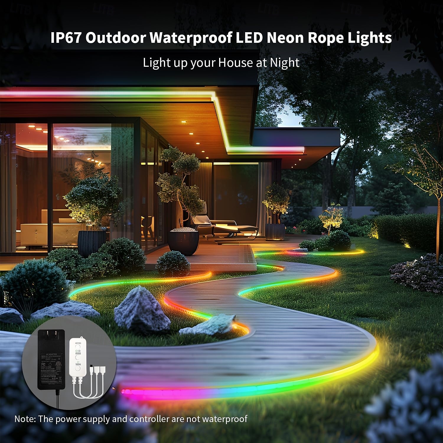 Lumières néon LED RGB+IC, lumières LED avec télécommande &Contrôle via application, étanche IP65, compatible avec une utilisation extérieure, synchronisation musicale, design personnalisable, ruban de 2026 ? $64.99 –P2