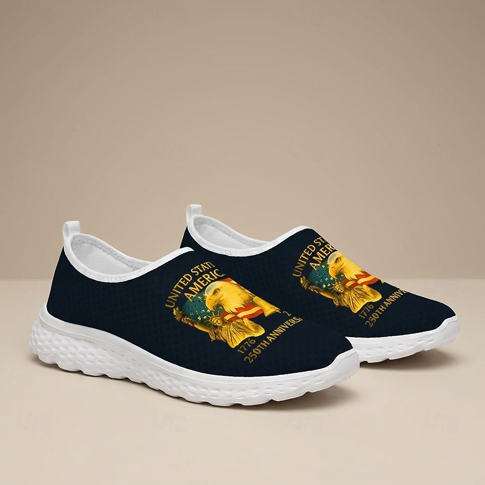 Hlavní město USA 250. výročí Pánské patriotické grafické tenisky - lehké prodyšné slip-on volnočasové boty chůze s potiskem americké vlajky pro průvody cestování streetwear a každodenní použití 2026 - $32.99 –P2