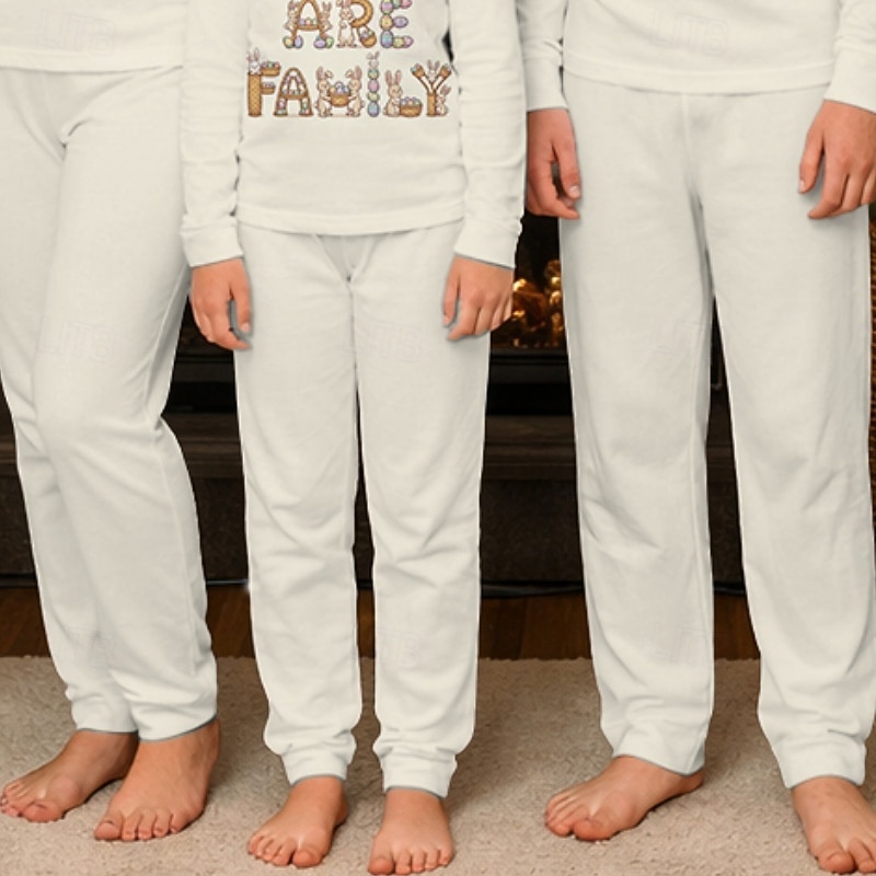 Family Easter Pajamas Graphic Bunny Casual Print Beige Long Sleeve Vacation Matching Outfits 2026 - $27.99 –P3