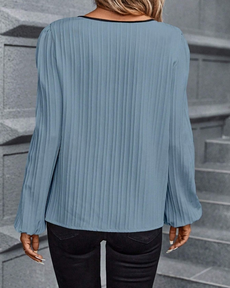Per donna Camicia Blusa Patchwork Blocco di colori Vintage Elegante Moderno Manica Lunga Scollo a V Top Regolari Quotidiano Ferie Uscire Blu Rosa Arancione Albicocca Primavera Autunno del 2026 a $27.99 –P20