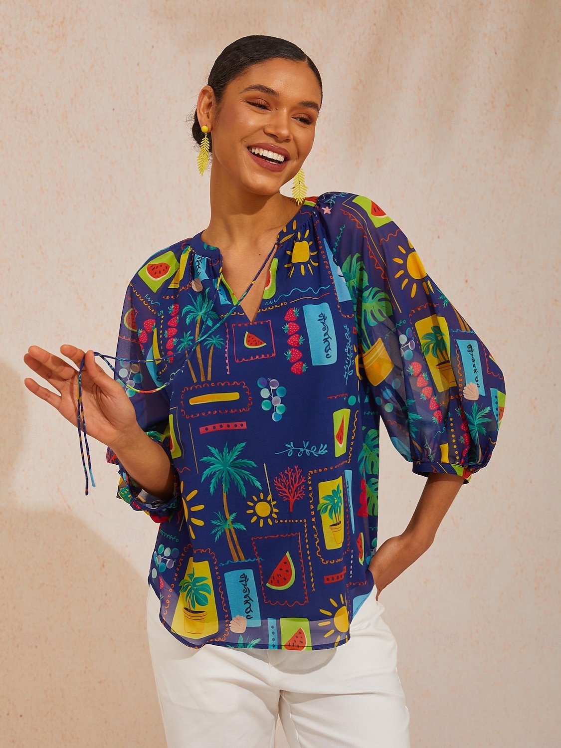 Zomerse ontsnapping: zwierige chiffon blouse 2026 - $67.99 –P2